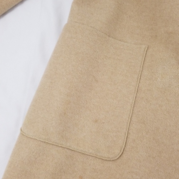 Long wool tan cream coat -LC - Picture 3 of 8